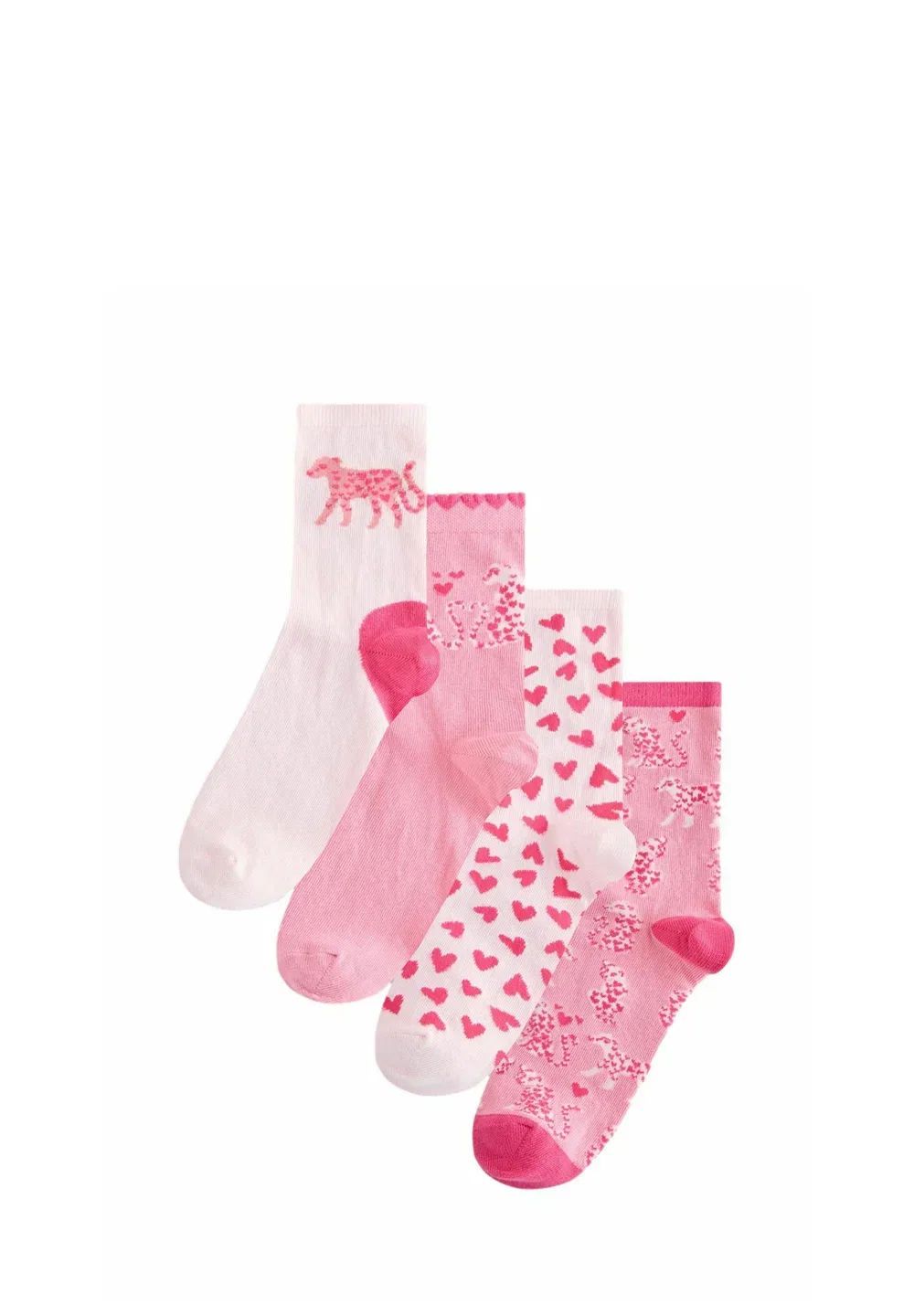 4 пары носков Next, Pink Red Hearts Leopard