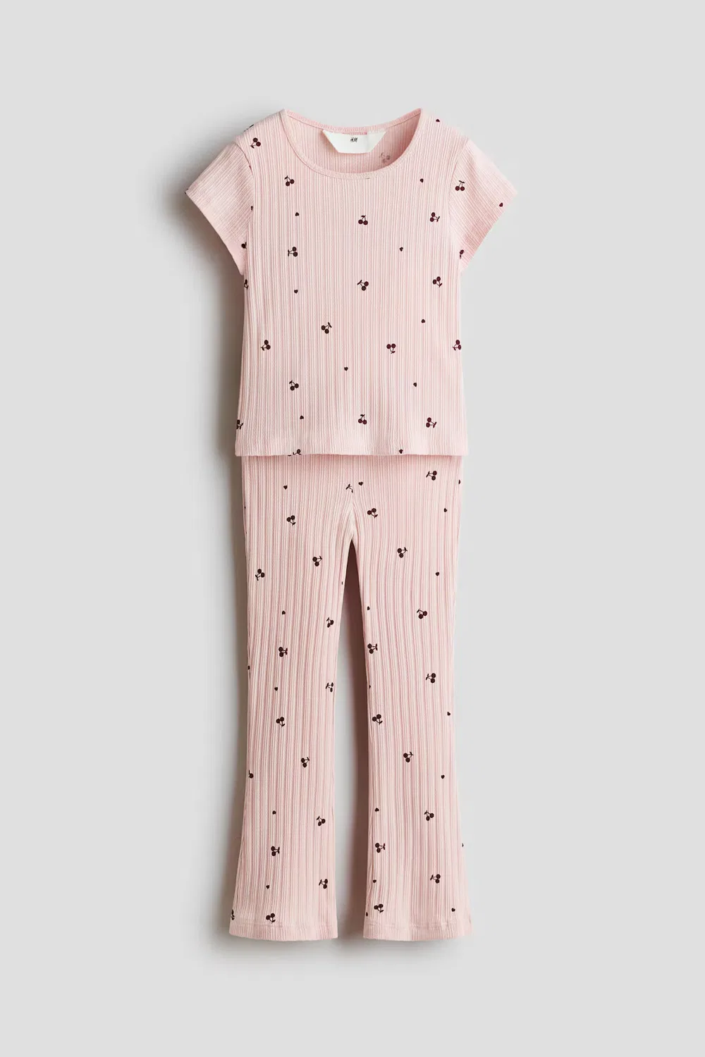 Комплект из двух предметов из ребристого хлопка H&M, Helles Mattrosa/Kirschen