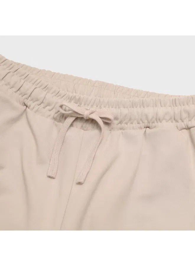 Брюки прямые на завязках хлопковые Zara, кофейный — фото 4