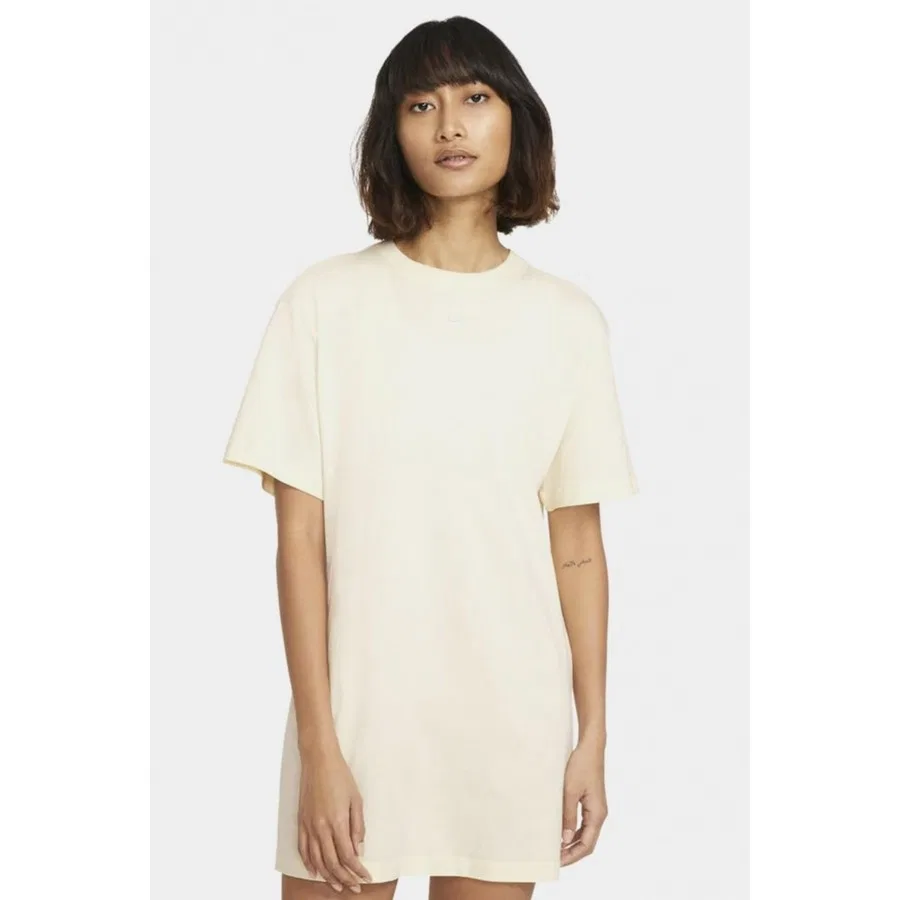 Платье-футболка с длинным рукавом с принтом Sportswear Organic Cotton Short Sleeve Dress Nike, Кремовый