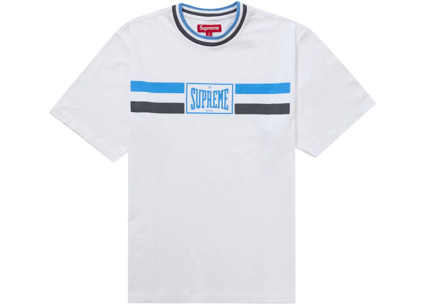 Мужская футболка с принтом Warm Up Stripe Supreme, White