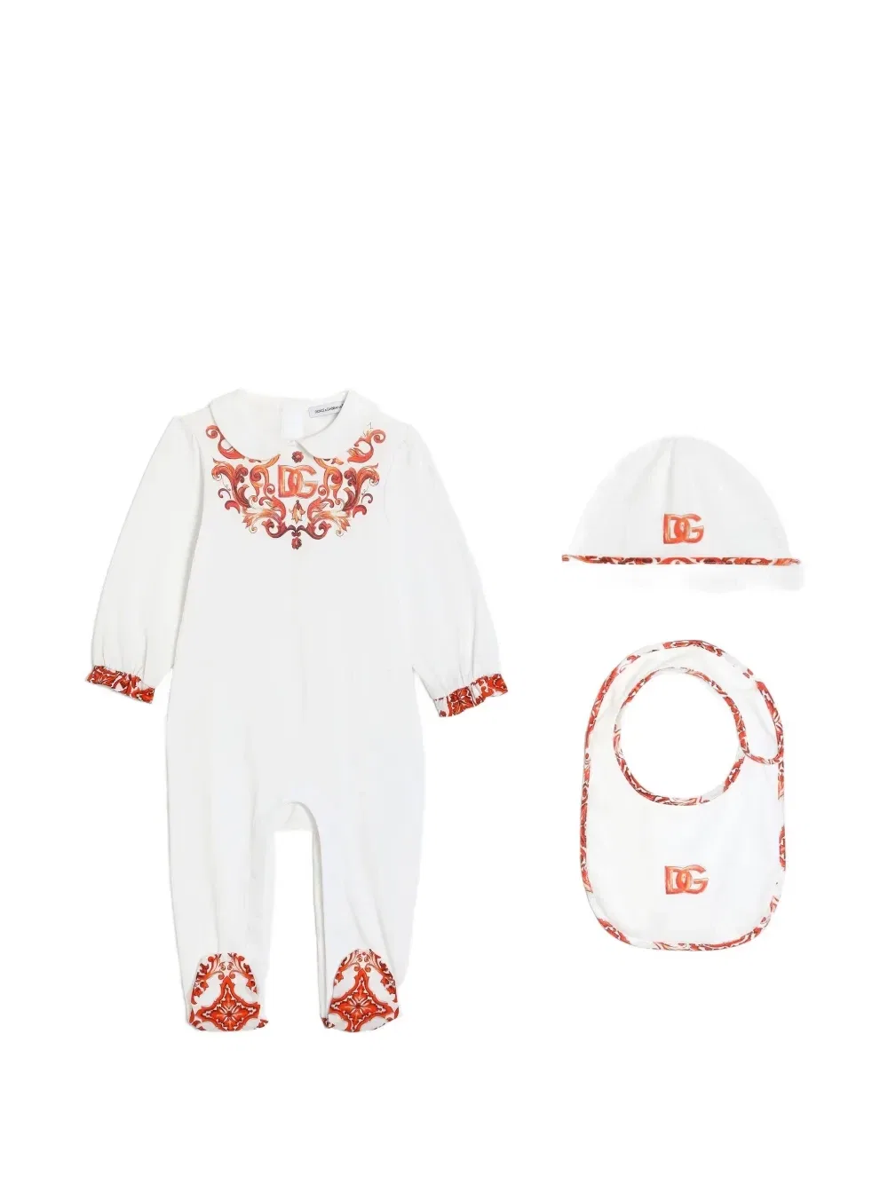 Комплект боди с логотипом три штуки Dolce & Gabbana Kids, белый