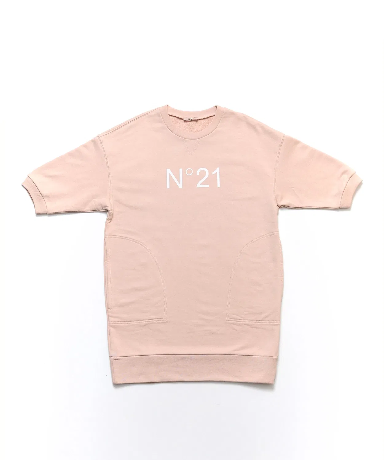Детское платье для девочек с коротким рукавом с брендовым логотипом N°21, Pink Beige