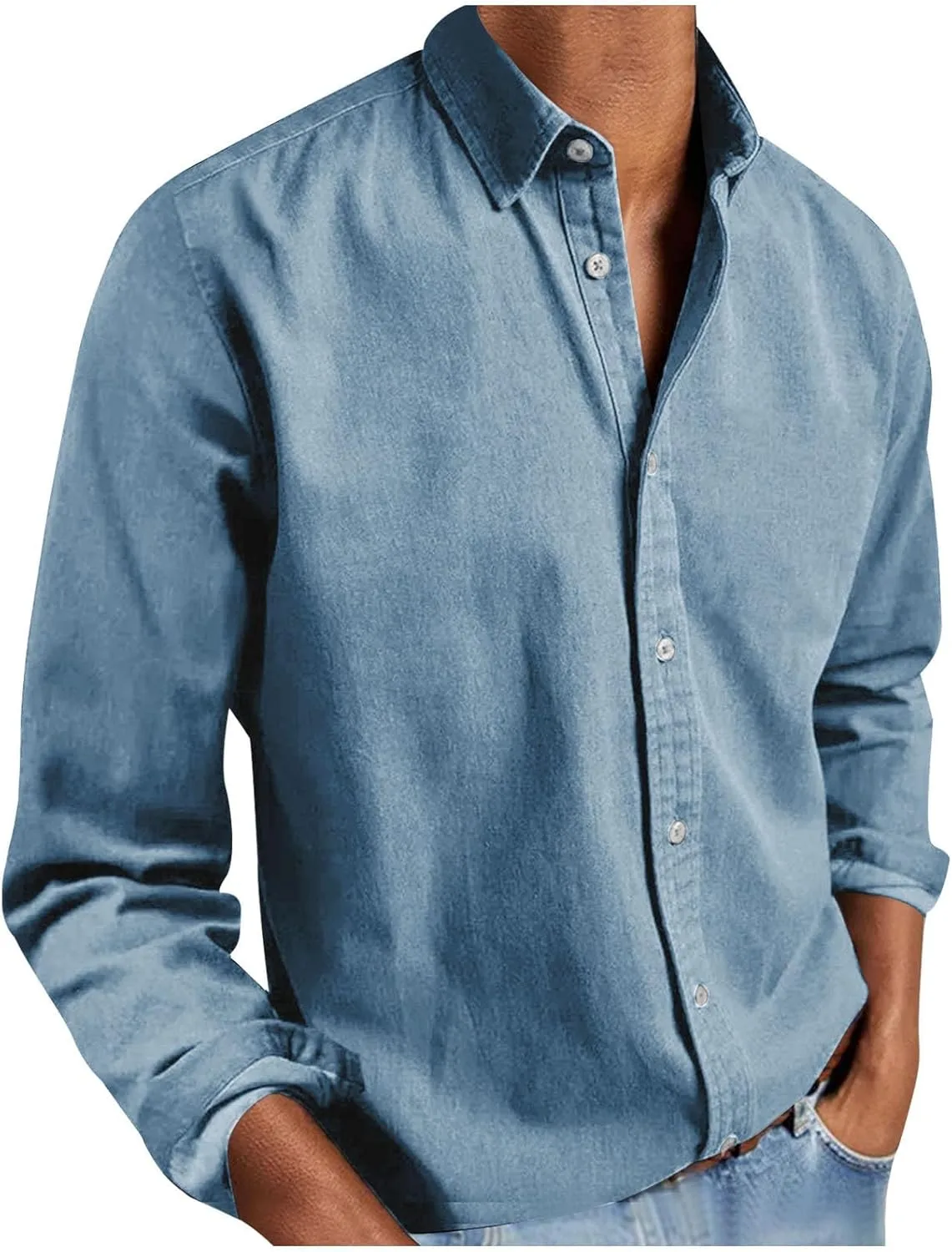 

Мужская рубашка с отложным воротником и длинными рукавами Casual Business Loose Fit