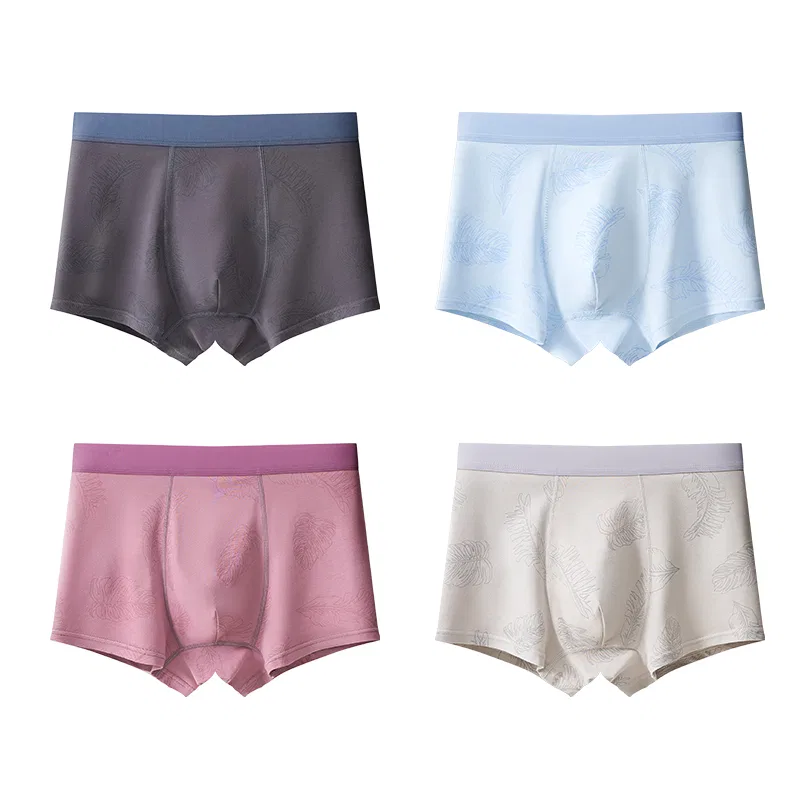 Детские трусы для мальчиков хлопковые комплект 4 шт Red bean, Carbon Gray+Light Blue+Lotus Root+Silver Gray