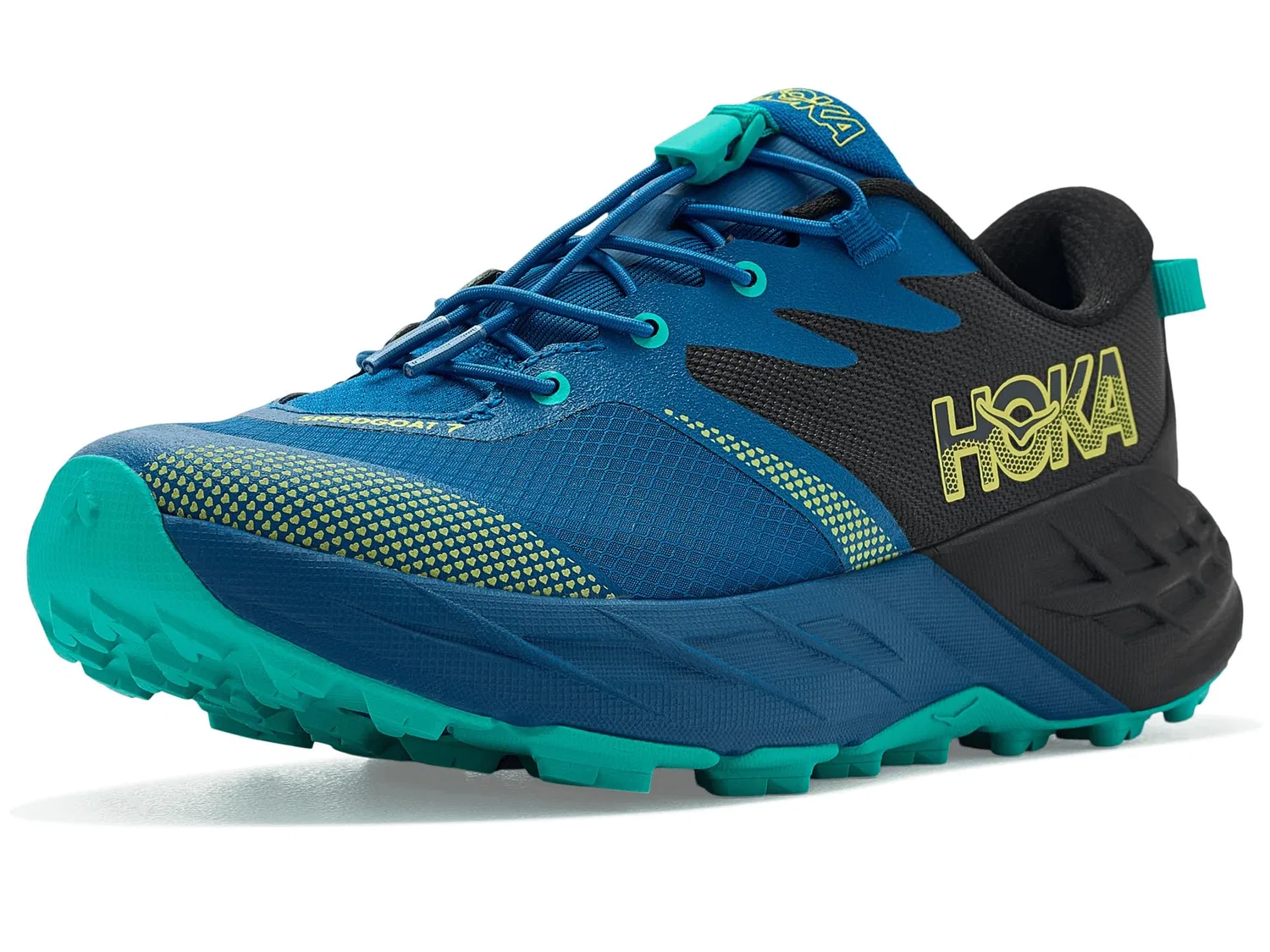 Кроссовки Speedgoat 7 (для больших детей) Hoka Kids, Black/Night Glow Blue — фото 2