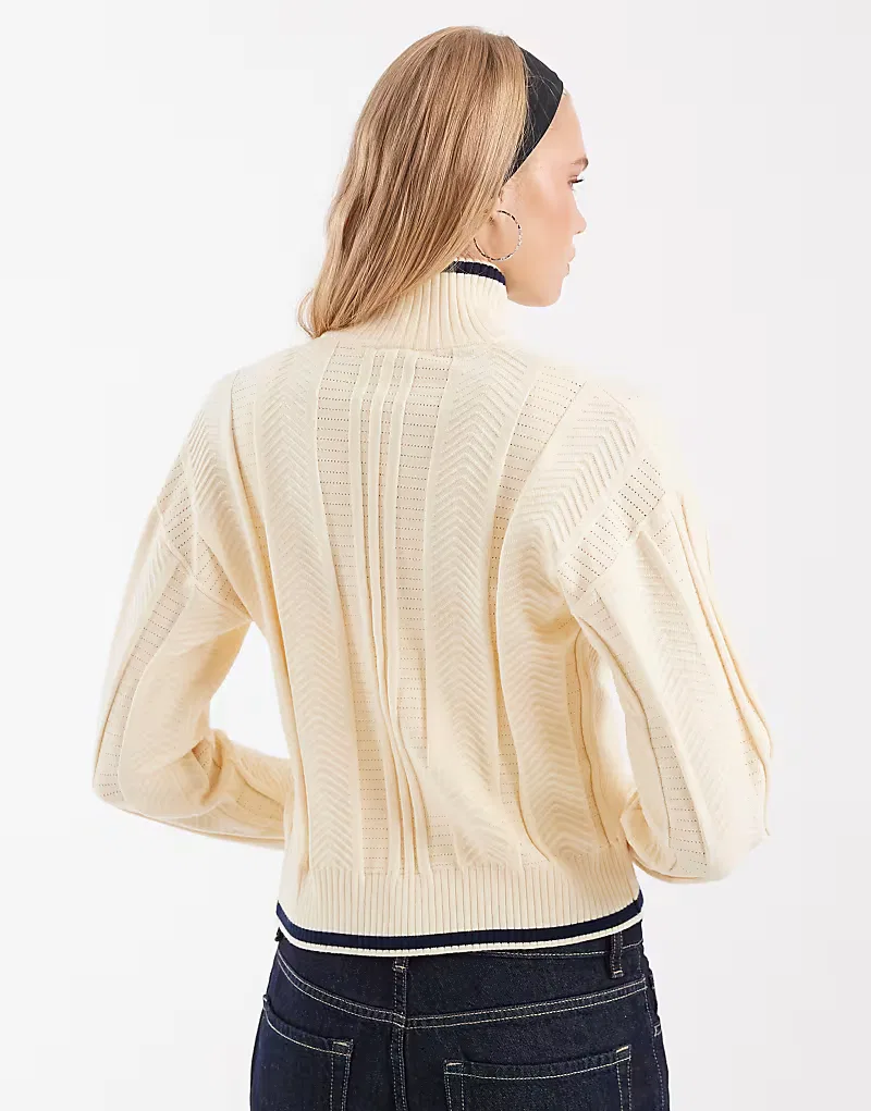 Спортивная куртка Adidas Originals Firebird из ажурной вязки, кремовый — фото 4