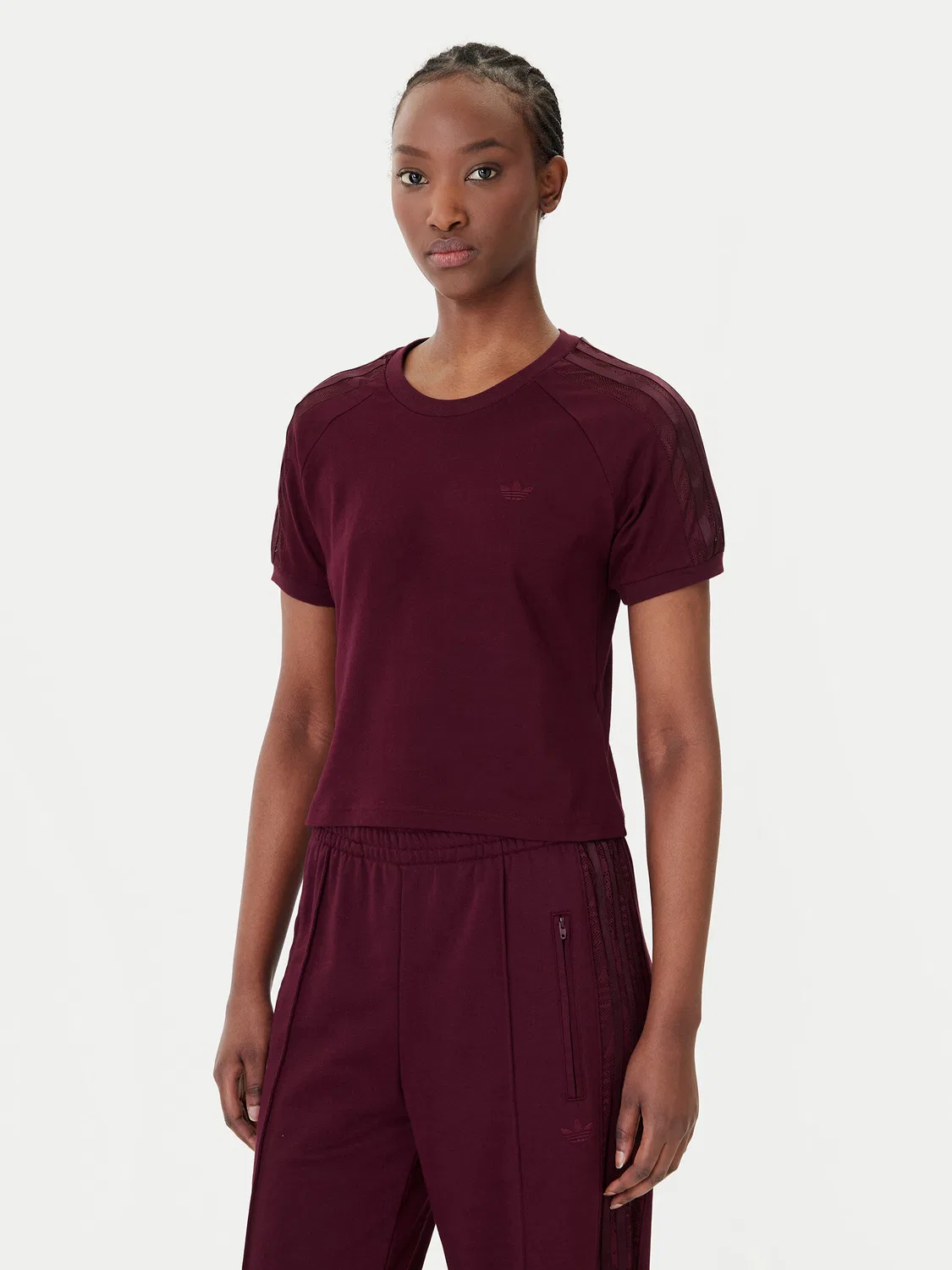 Женская футболка стандартного кроя Lace Cali Adidas, темно-красный