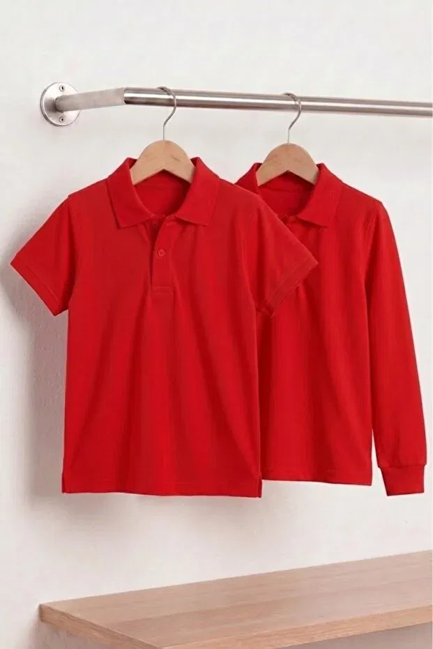 Детский комплект футболок с поло с коротким рукавом Nacar Store, Red — фото 3