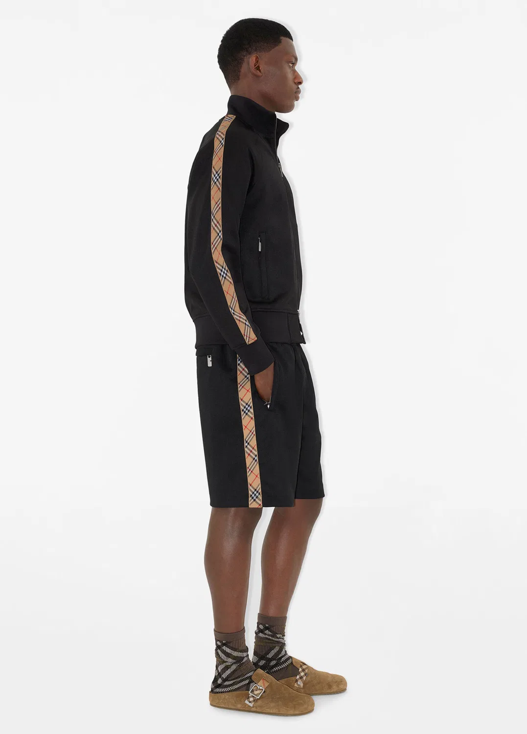 Толстовка Burberry Check Trim Cotton Blend, Черный — фото 3