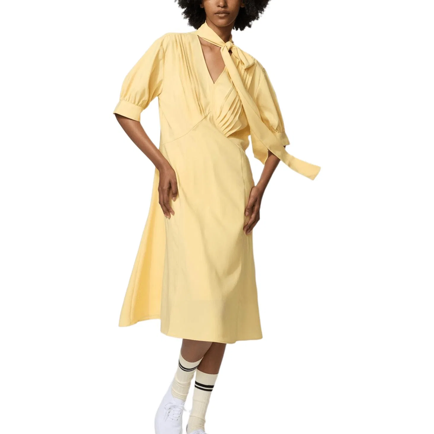 Платье с коротким рукавом Francesco Risso, UNIQLO, Apricot Yellow