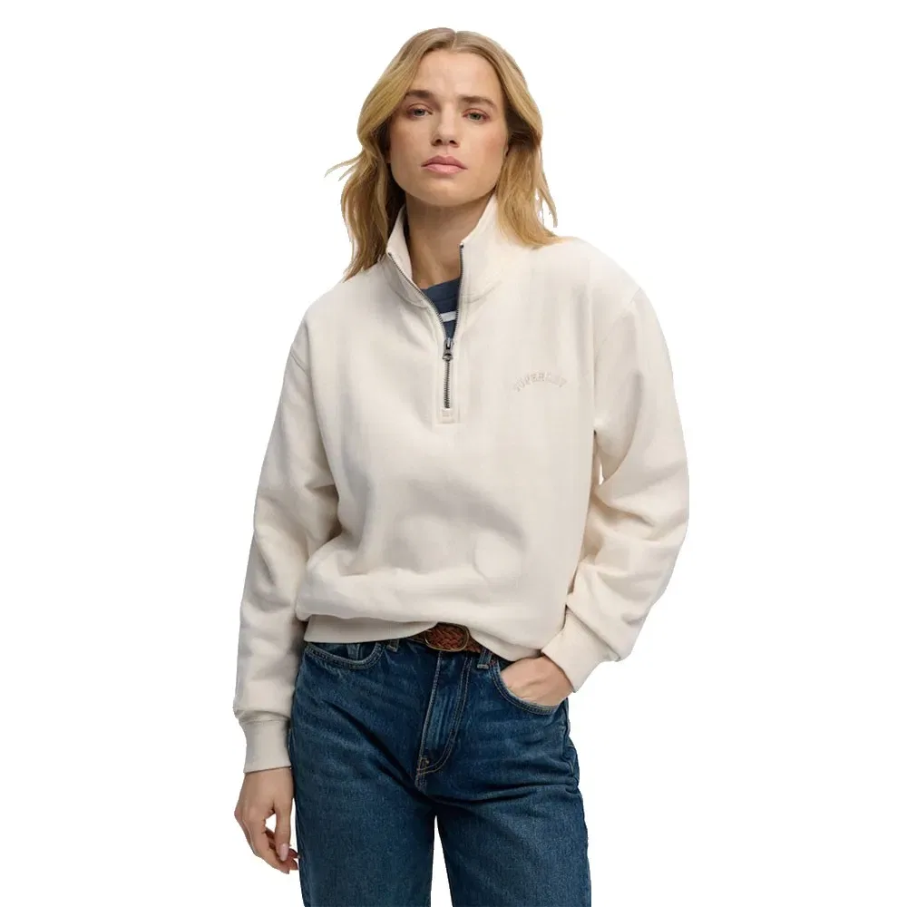 Худи Superdry Essential Logo half zip, бежевый
