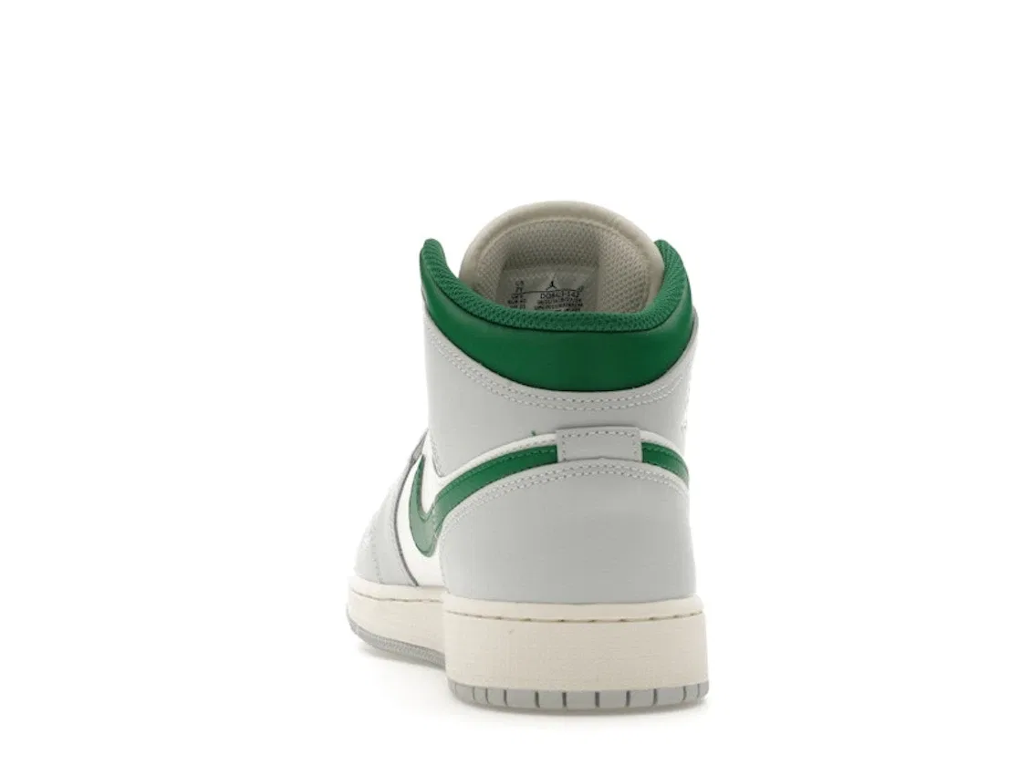 Детские кроссовки с высоким берцем Jordan 1 Mid Jordan Summit White Pure Platinum Sail Pine Green — фото 4