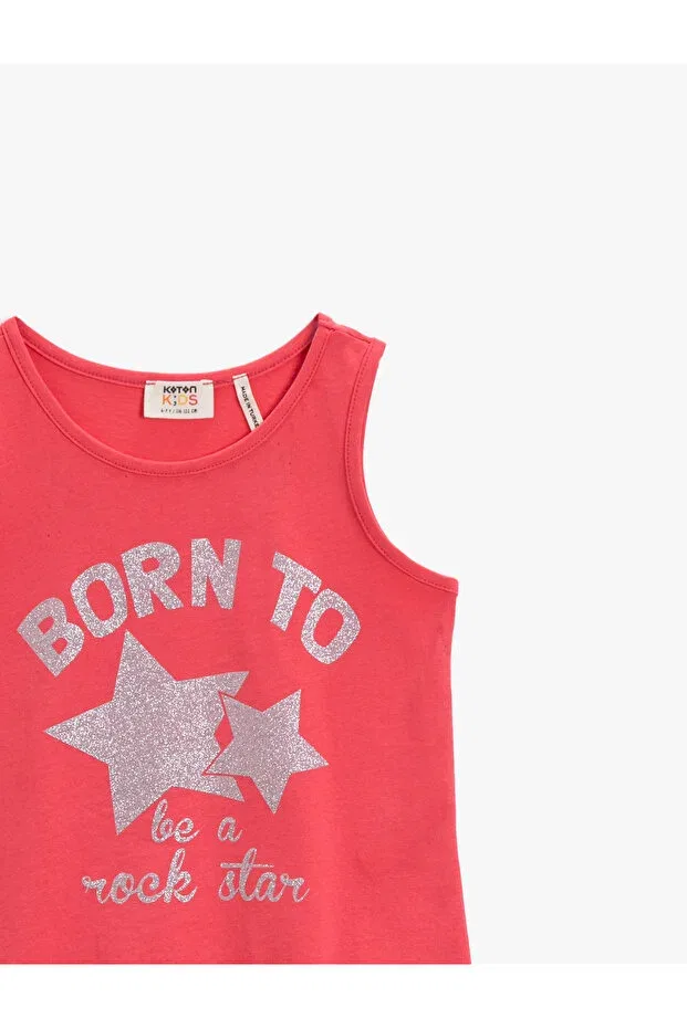 Детский топ-майка для девочек хлопковая Slogan tank top glitter Koton, Red/402 — фото 3