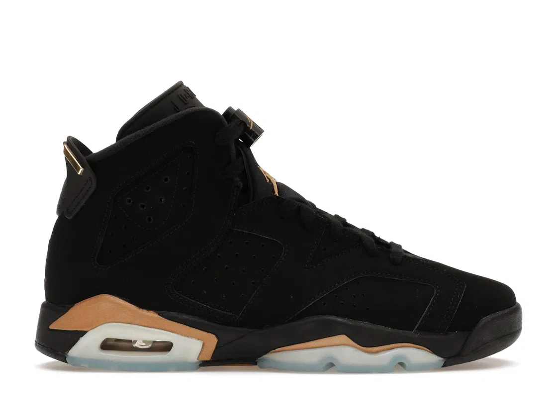 Детские кроссовки для мальчиков с замком-шнуровкой Jordan 6 Retro Jordan, Black/Metallic Gold