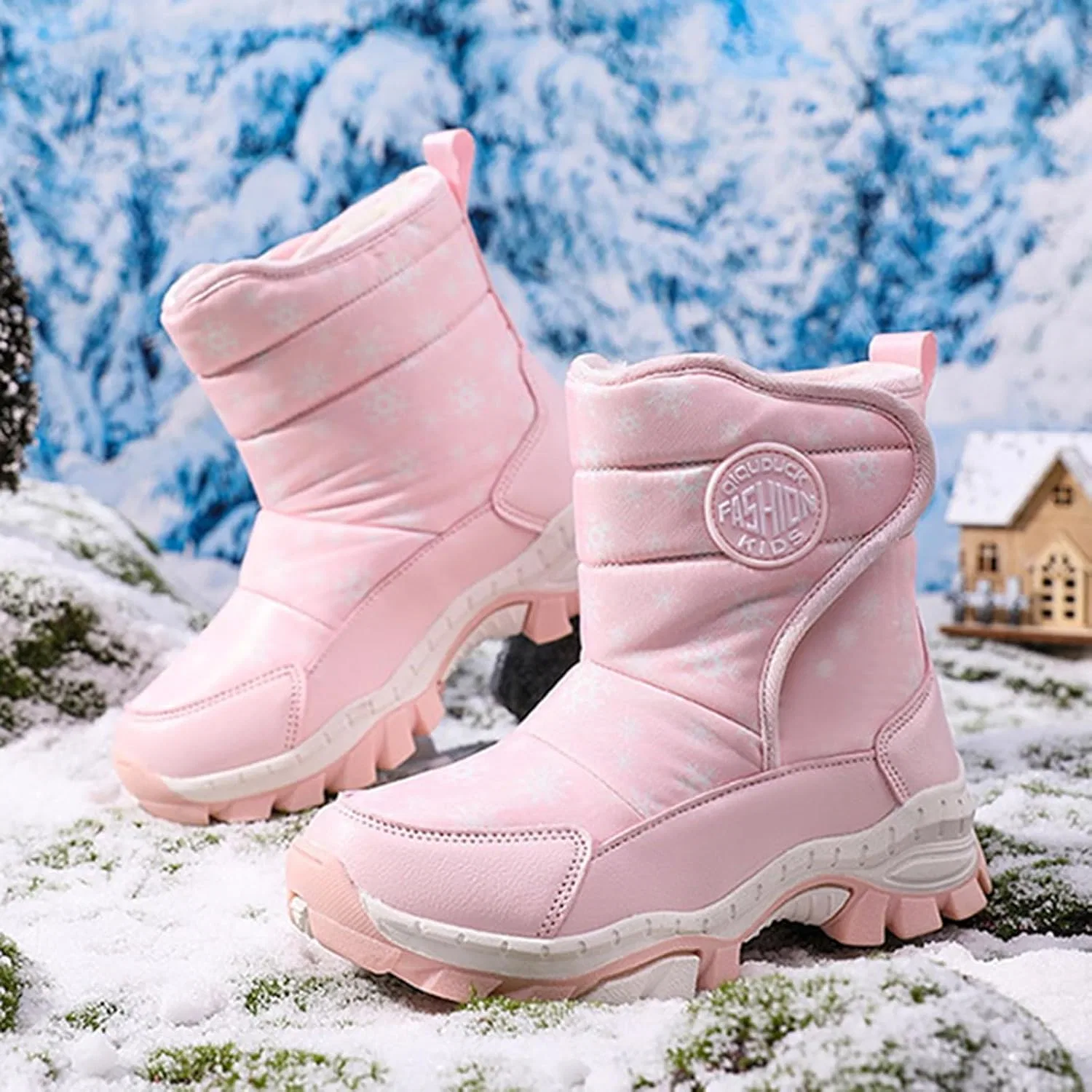 Детские зимние сапоги для девочек с флисовой подкладкой Snow Boots, Pink — фото 4