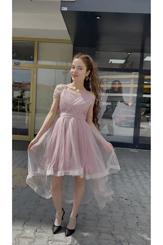 Детское вечернее платье из тюля с открытыми плечами Orca Kids Fashion, Pink