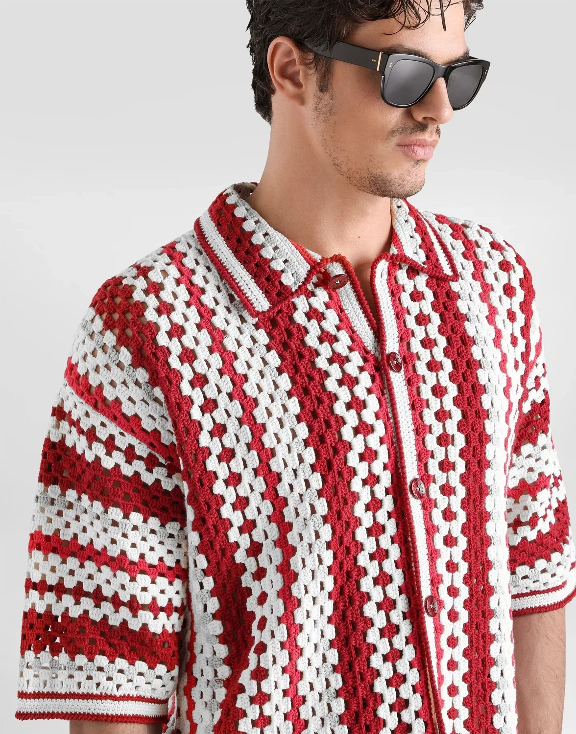 Вязаный хлопковый кардиган DOLCE & GABBANA, бежевый — фото 4