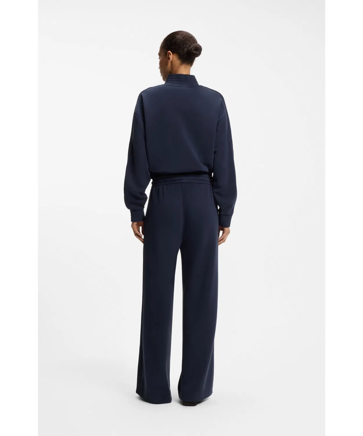 Женские широкие спортивные брюки с логотипом BOSS, Dark Blue — фото 4