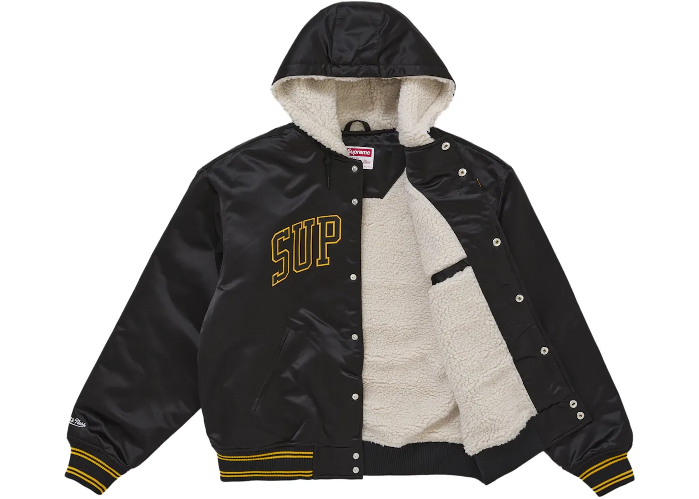Мужская куртка-бомбер с капюшоном из сатина на подкладке Jacket Supreme, Black — фото 2