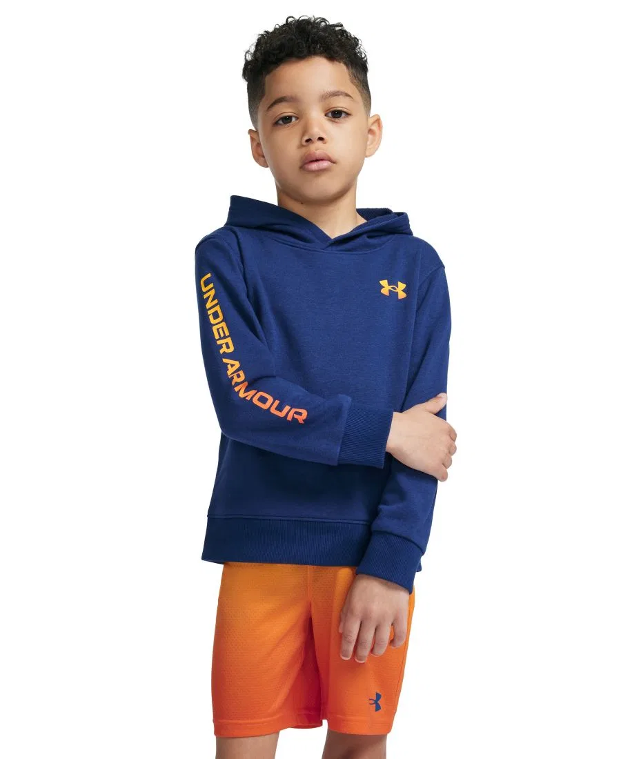 Комплект лонгслив-худи и шортов с капюшоном и длинным рукавом Under Armour, Blackout Navy Orange — фото 3