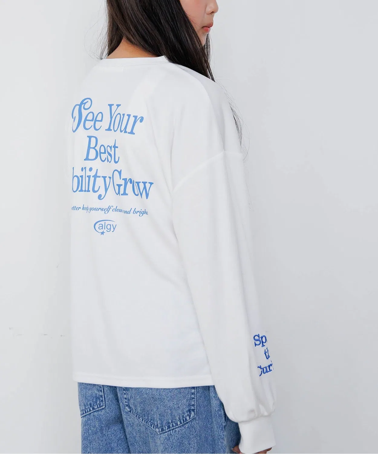 Детская футболка с длинным рукавомс принтом algy, Off White