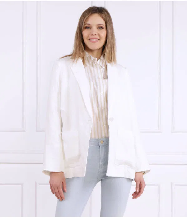 Женский пиджак из льна Casual Linen SB Blazer Tommy Hilfiger, белый — фото 3