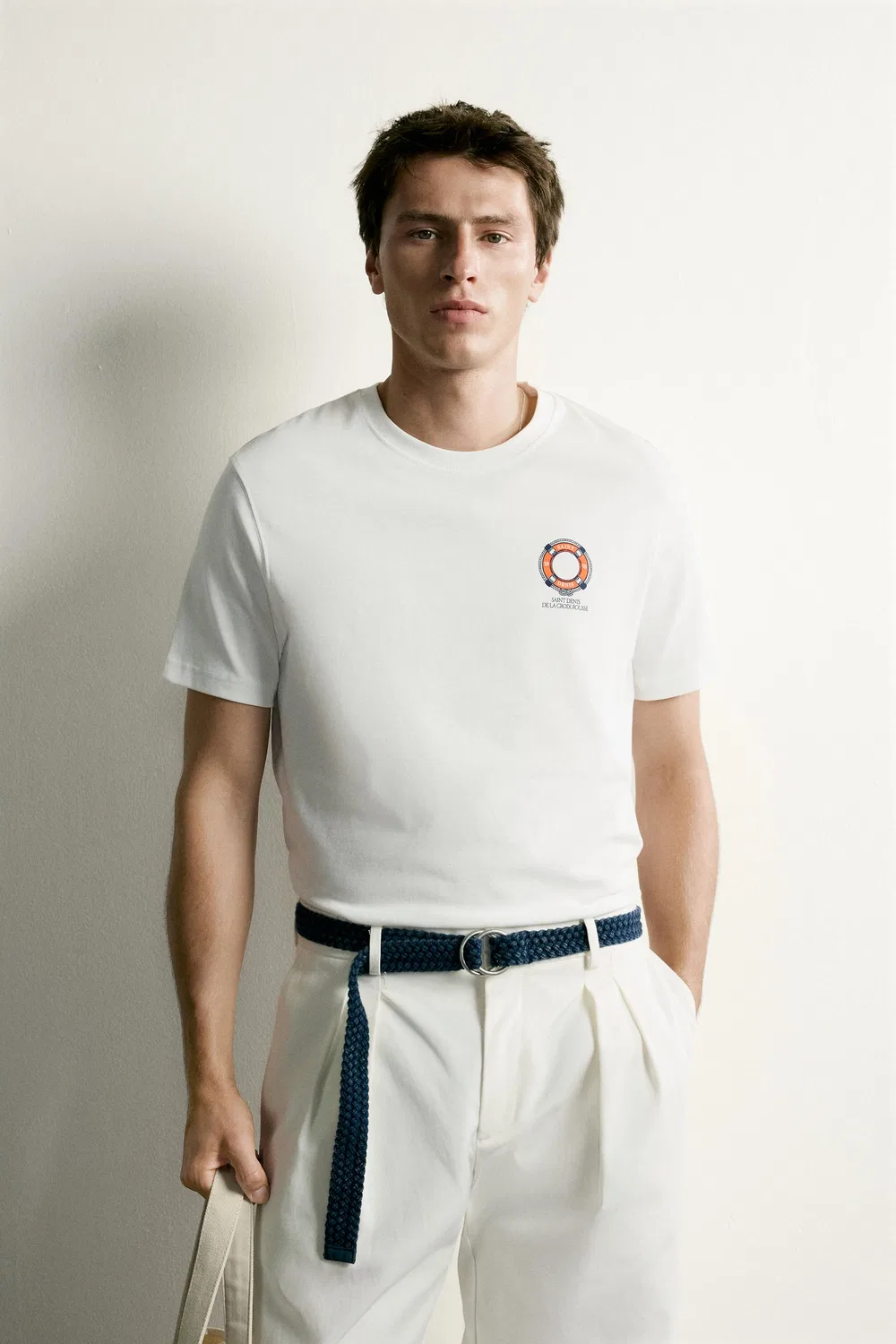 Футболка стандартного кроя с комбинированной вышивкой ZARA, Oyster-white — фото 2