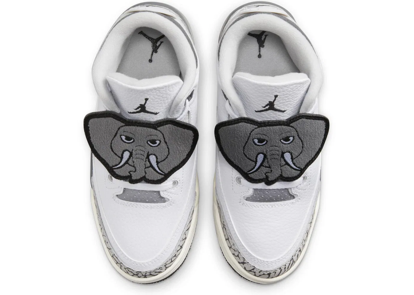 Детские кроссовки с длинным шнурком Jordan 3 Retro Hide N' Sneak Jordan, White/Black/Iron/Sail/Cement Grey — фото 3