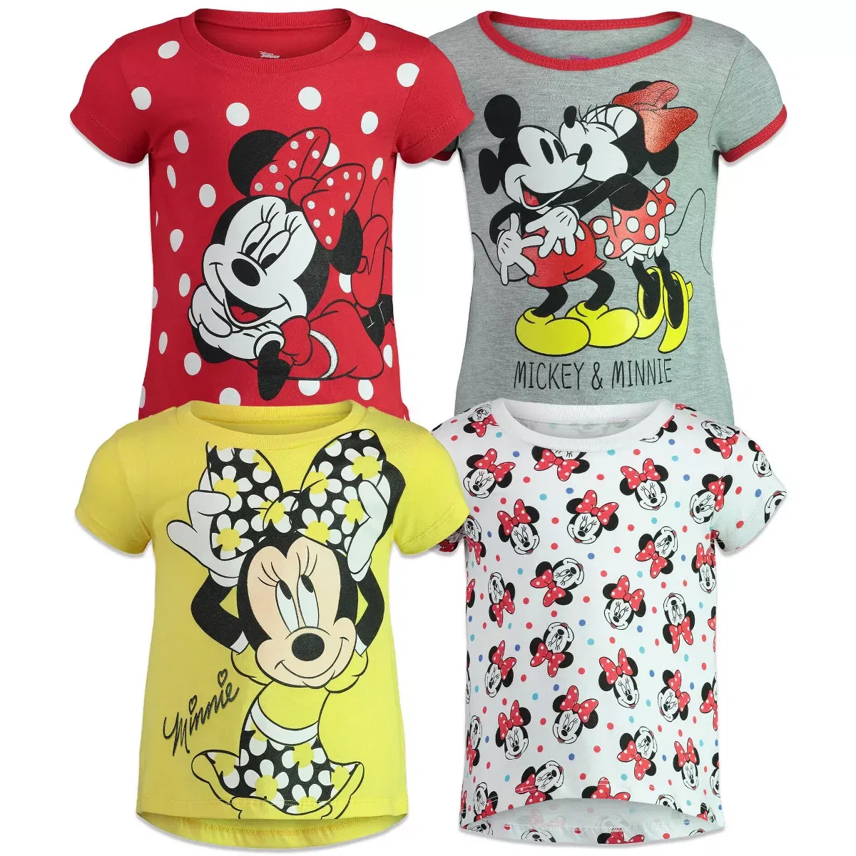 Детский комплект футболок с коротким рукавом с принтом Minnie Mouse Disney, Minnie Mouse