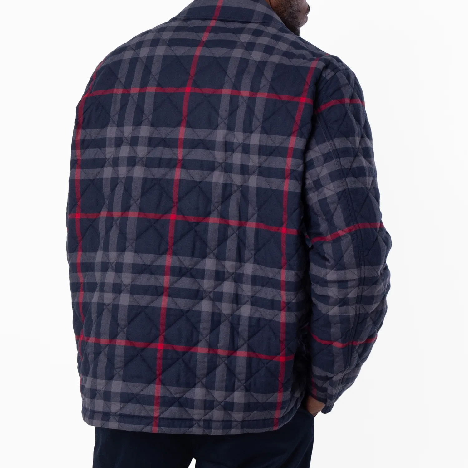Куртка хлопковая с длинным рукавом Navy Blue Check-Collar Cotton Jacket Burberry, Navy Ip Check — фото 4
