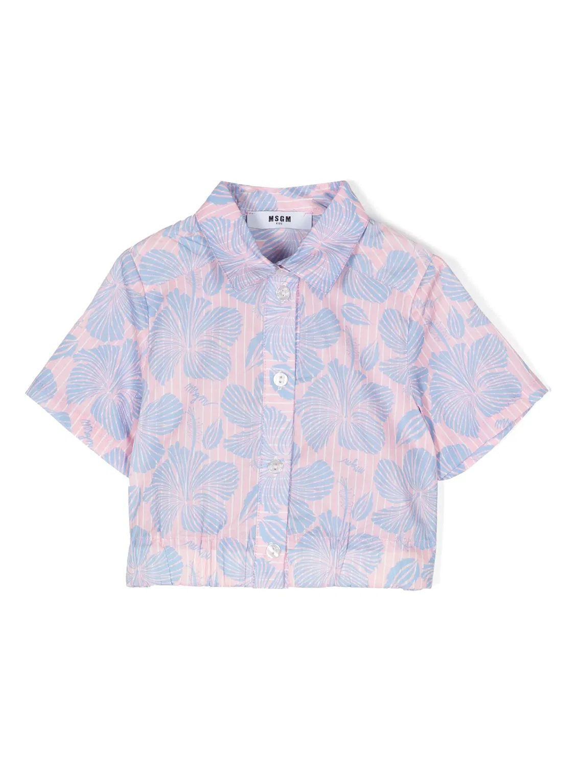 Рубашка укороченная розовая MSGM, розовый