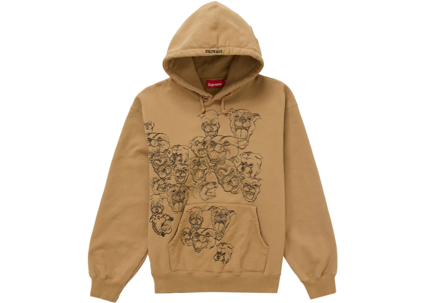 Мужской худи с вышивкой Supreme Pitbulls Sweatshirt, Brown