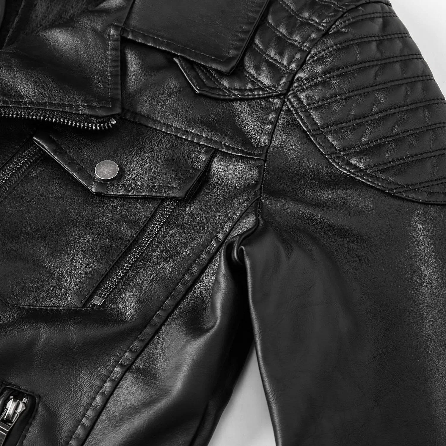 Мужская куртка из замши с длинным рукавом, Zzo5-Black — фото 2