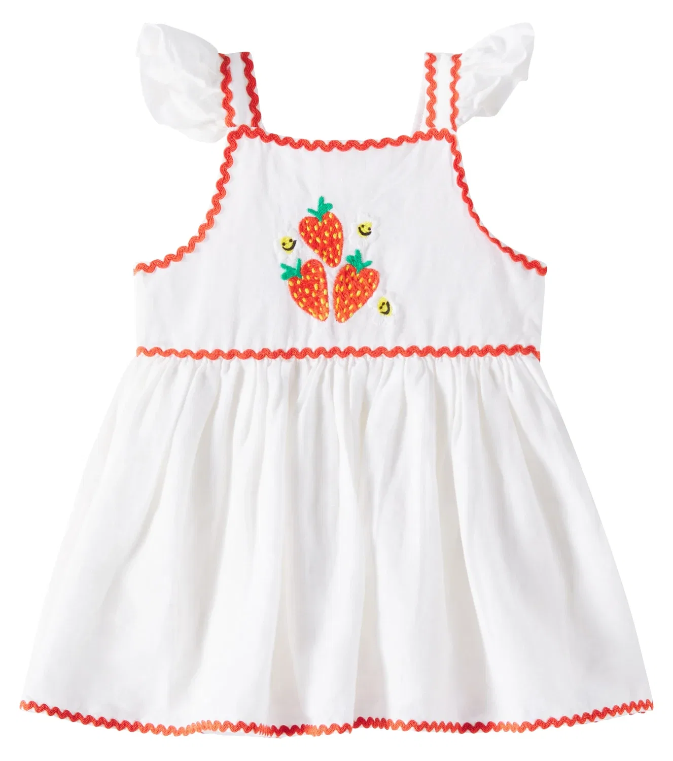 Платье из льна с вышивкой Stella Mccartney Kids, белый