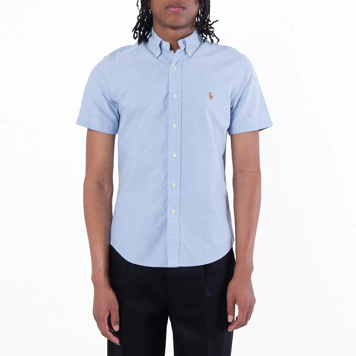 Рубашка оксфордская Custom Fit с коротким рукавом Polo Ralph Lauren, Blue