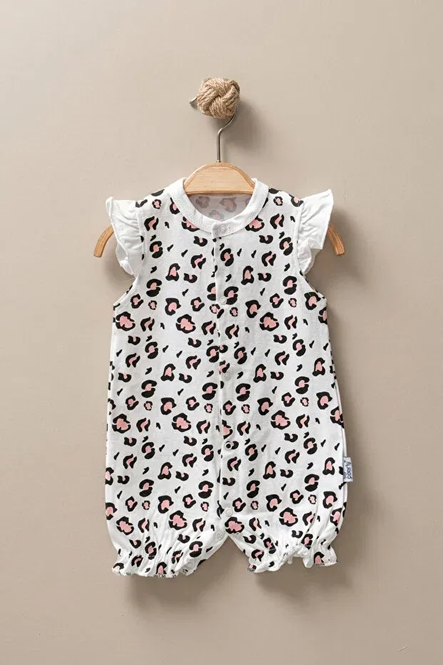 Детский комбинезон для девочек с принтом Leopard patterned summer baby girl jumpsuit Zumino, White