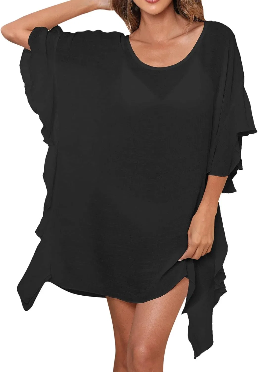 Женская пляжная накидка купальника Solid, Black