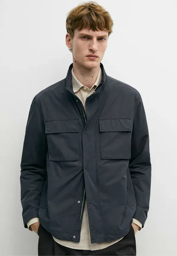 Куртка из полиэстера Summer jacket Massimo Dutti, dark blue, темно-синий