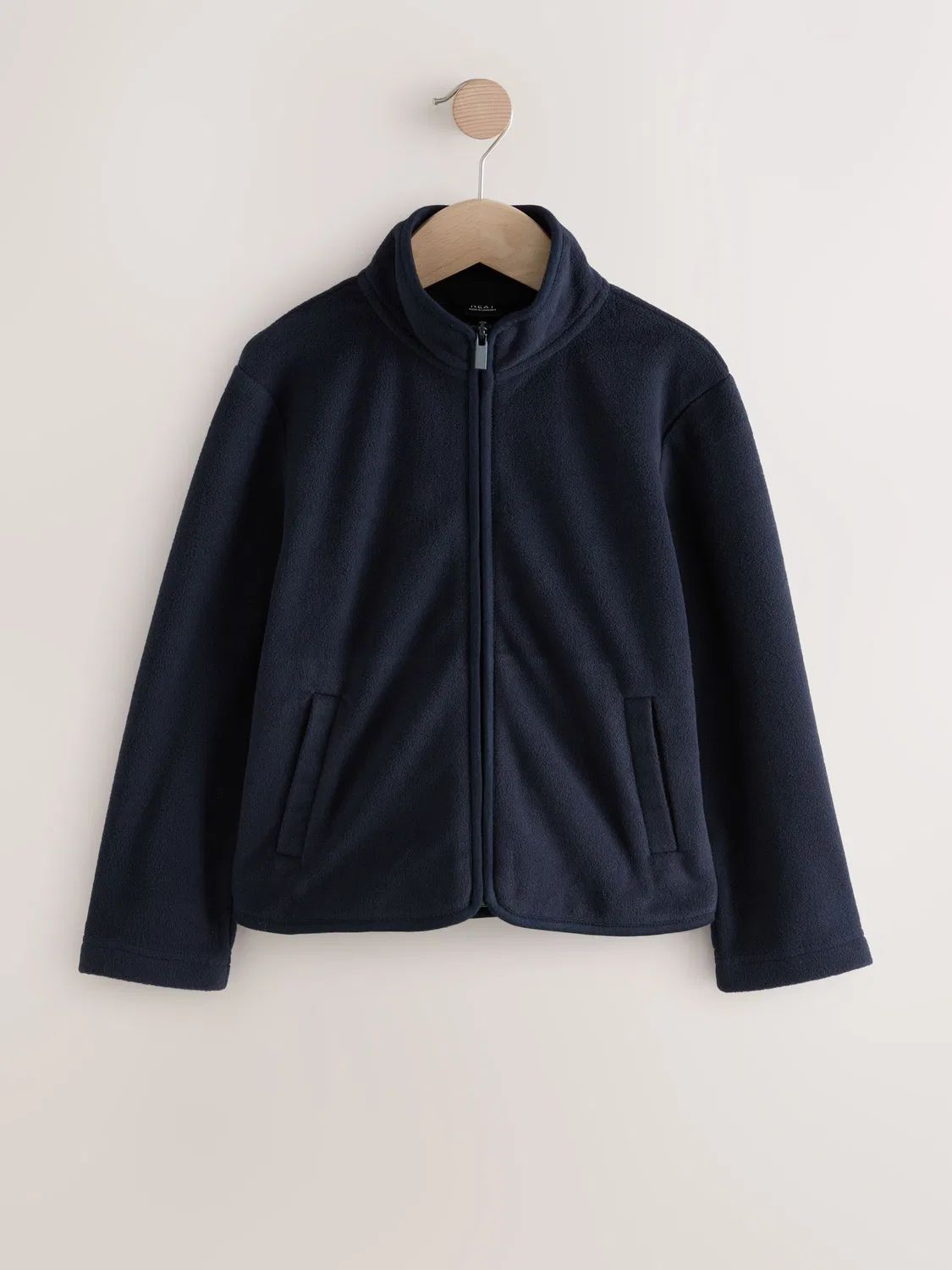 Флисовая куртка с застежкой-молнией, модель Navy Blue Zip-Up Fleece Jacket With Pockets Next, синий — фото 4