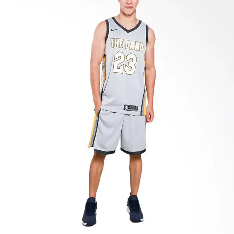 Джерси баскетбольное с принтом Lebron James Cleveland Cavaliers City Edition Swingman Nike, серебристый — фото 3