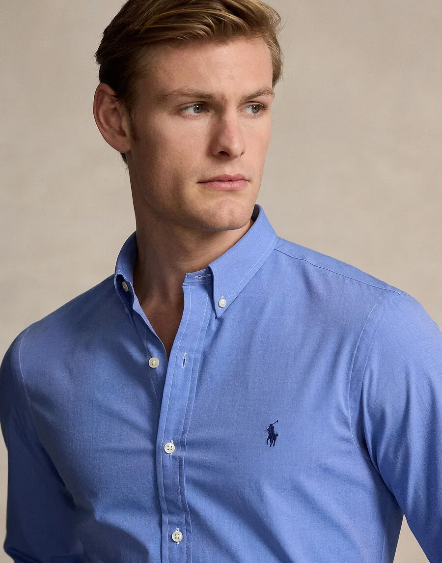 Приталенная деловая рубашка Polo Ralph Lauren из синей джинсовой ткани — фото 2