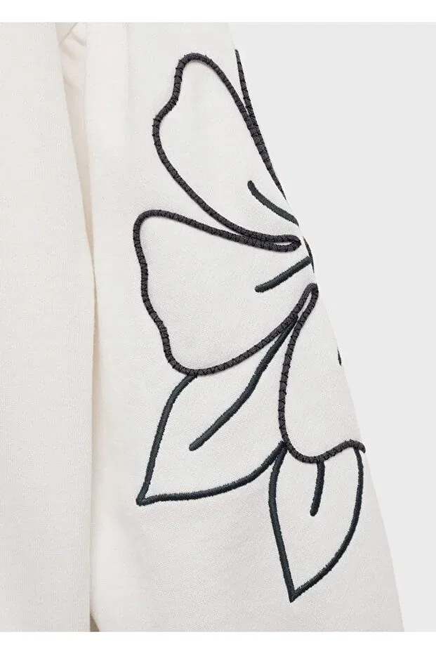 Детские свитшот для девочек с цветочной вышивкой Mango Kids, Off White — фото 4