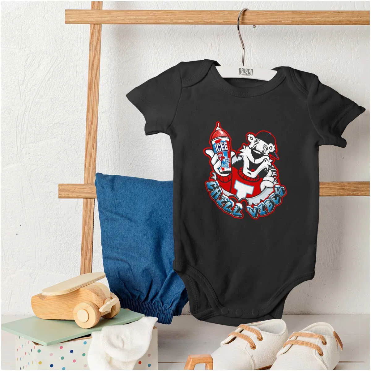 Детский боди-комбинезон с принтом ICEE Bear Chill Vibes Brisco Brands, Black — фото 4