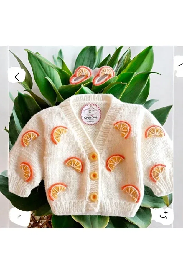 Детский кардиган с принтом Hand Knitted Orange Patterned Tce The Charme Elegant, Nude Color