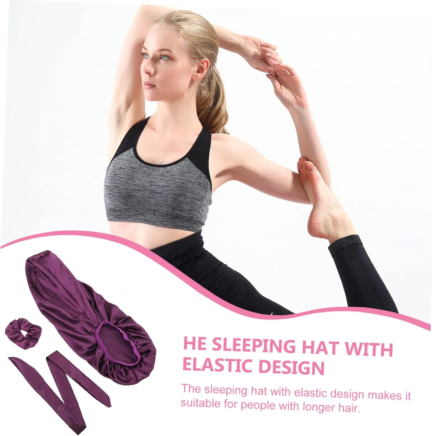 Шапочка для душа Satin Sleep Cap HOMOCONO, 1 шт, Purple — фото 3