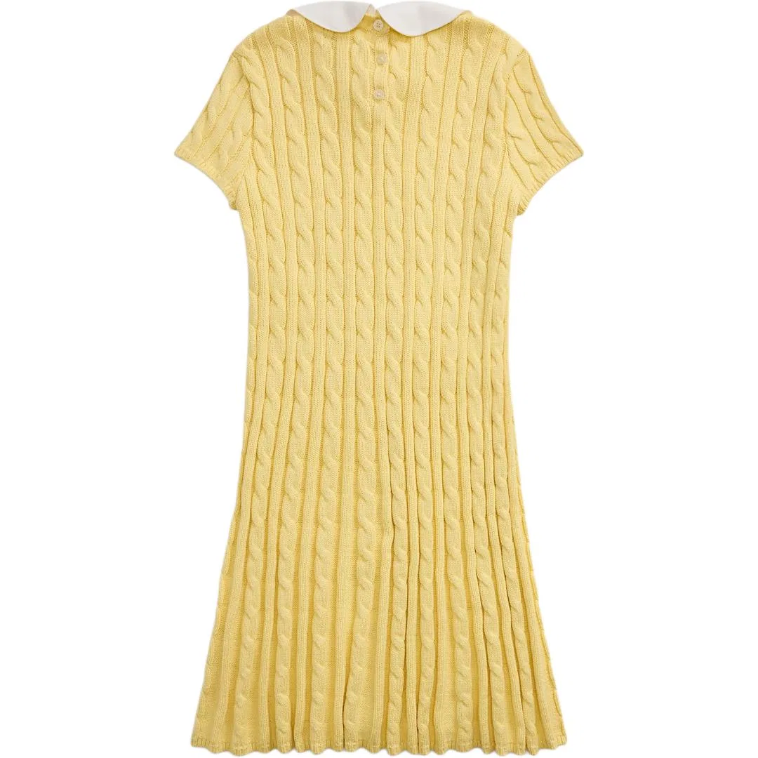Детское платье для девочек хлопковое Polo Ralph Lauren, Banana Yellow — фото 3