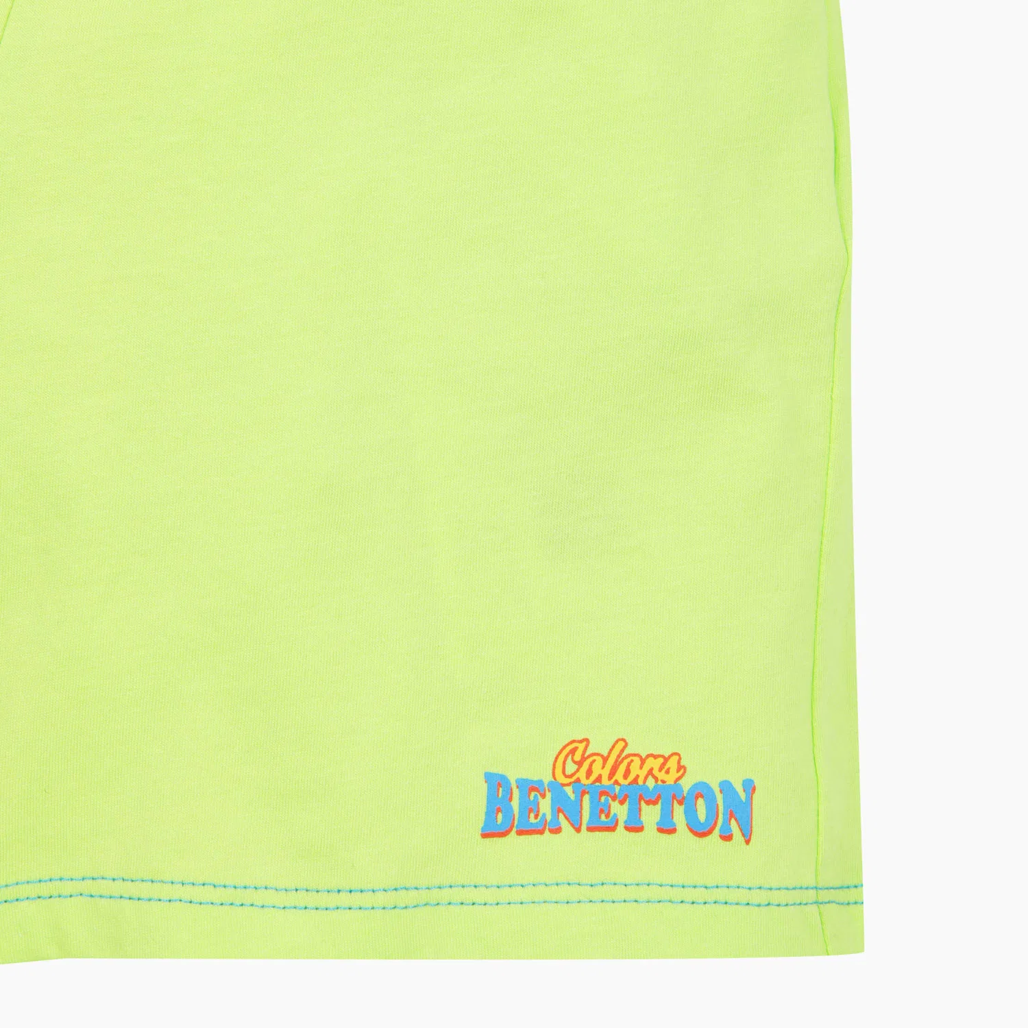 Детские шорты 4/8 с графическим принтом жёлто-зелёные от Benetton Kids — фото 4