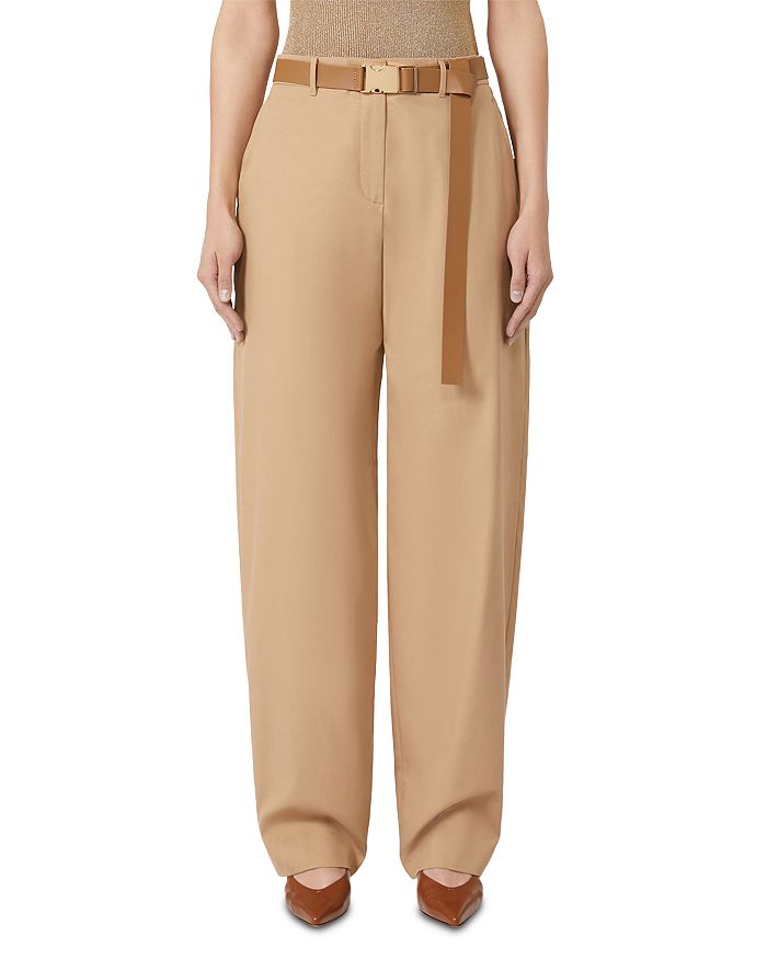 

Брюки с высокой посадкой Bleu Max Mara Studio, коричневый/бежевый