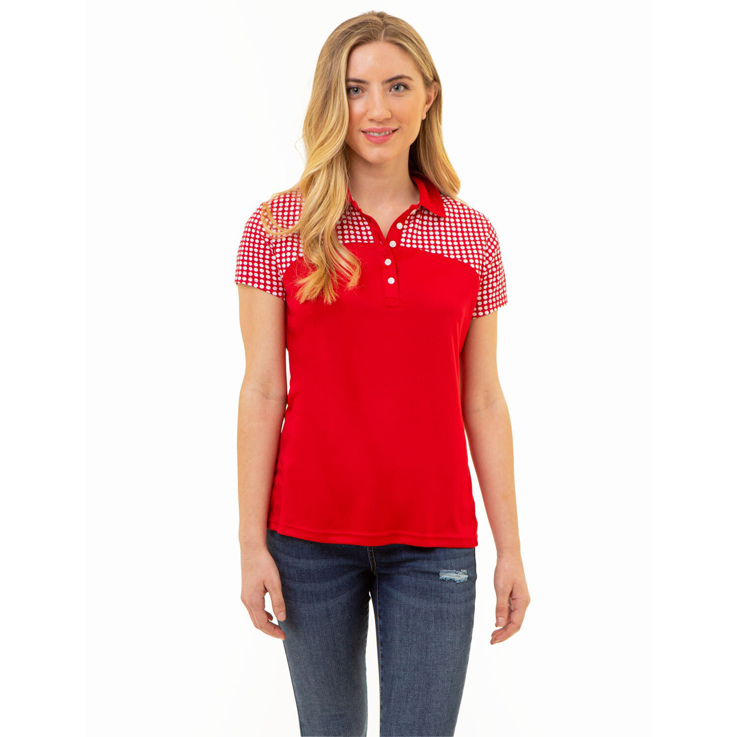 

Футболка-поло U.S. Polo Assn. Dot Print Colorblock, красный